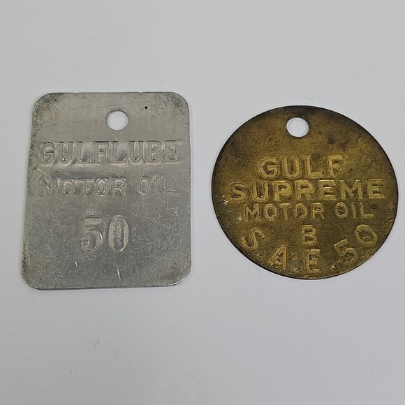 Gulflube Gulf Supreme Motor Oil Vintage Oil Pump Markers Brass Aluminum - Picture 1 of 5